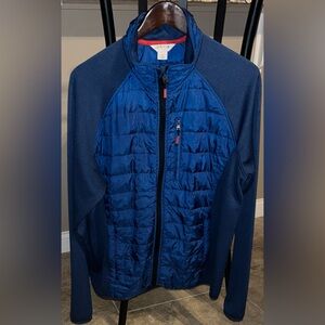 Men's Orvis Mixed Media Quilted Full Zip Hybrid Jacket in Blue, Large L